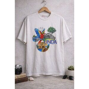 VTG Honduras Shirt XL White Colorful Parrot Graphic Travel Souvenir SingleStitch